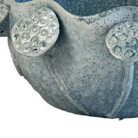 Ro Decorative Bowl, Textured Lotus Accents, Blue Ceramic 16 Inch -BM334860