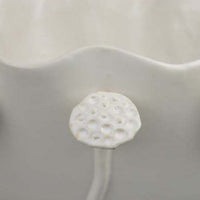 Ro Decorative Bowl, Textured Lotus Accents, White Ceramic 16 Inch -BM334863