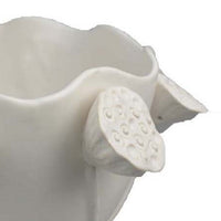 Ro Decorative Bowl, Textured Lotus Accents, White Ceramic 16 Inch -BM334863