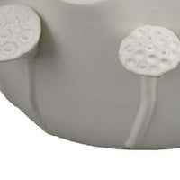Ro Decorative Bowl, Textured Lotus Accents, White Ceramic 16 Inch -BM334863