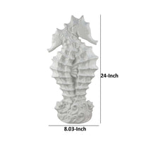 Accent Table Decoration, Dual Seahorse Design, 24 Inch White Ceramic -BM334866