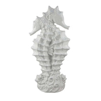 Accent Table Decoration, Dual Seahorse Design, 24 Inch White Ceramic -BM334866