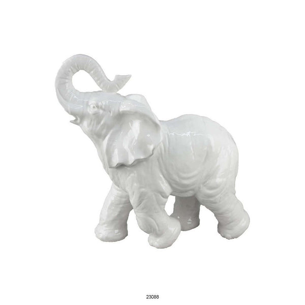 Accent Table Decoration, Elephant Design, 18 Inch White Ceramic Body -BM334867