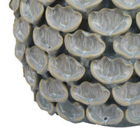 Decorative Textured Planter, Seashell Style 12 Inch Gray Ceramic Body -BM334868