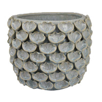 Decorative Textured Planter, Seashell Style 12 Inch Gray Ceramic Body -BM334868