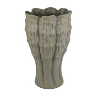 Decorative Vase, Organic Sea Design, Floral Details, Green Ceramic -BM334869
