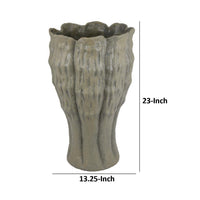 Decorative Vase, Organic Sea Design, Floral Details, Green Ceramic -BM334869