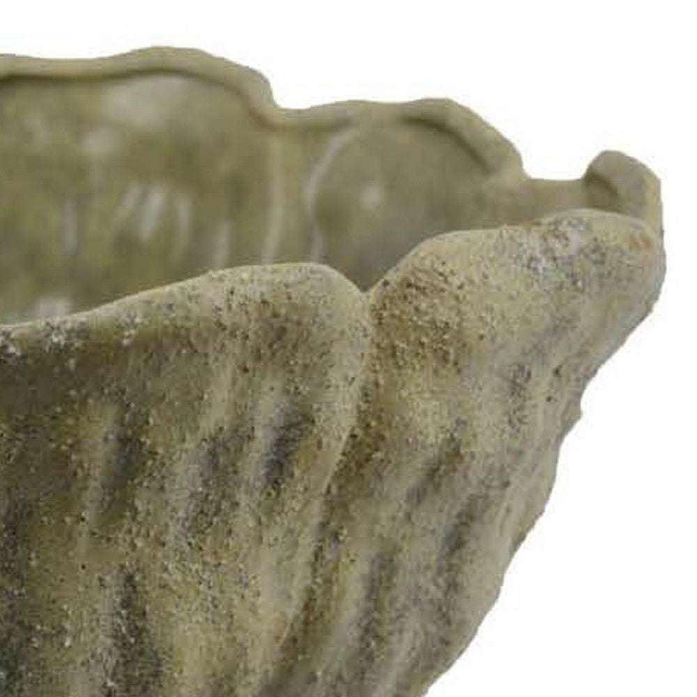 Bobo Decorative Bowl, Floral Design, 17 Inch Olive Green Ceramic -BM334870
