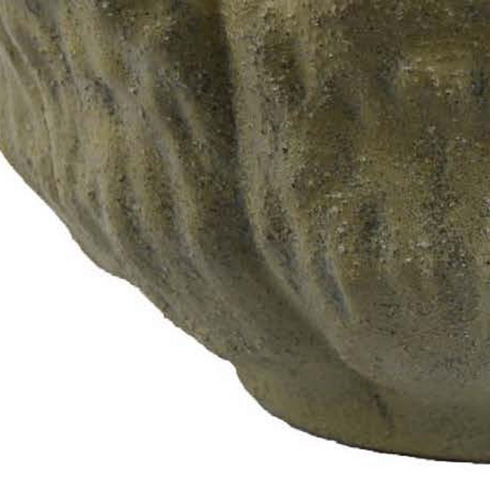 Bobo Decorative Bowl, Floral Design, 17 Inch Olive Green Ceramic -BM334870