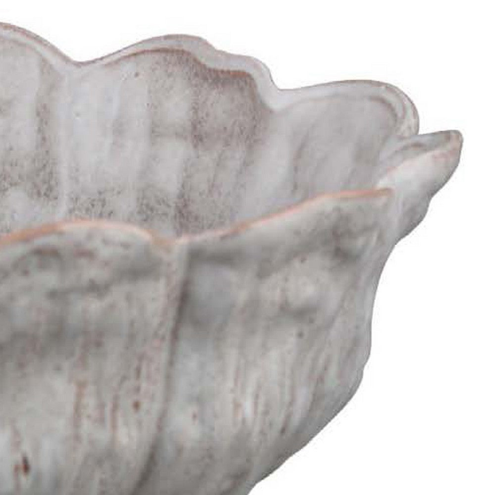 Bobo Decorative Bowl, Floral Design, 17 Inch White Ceramic -BM334871