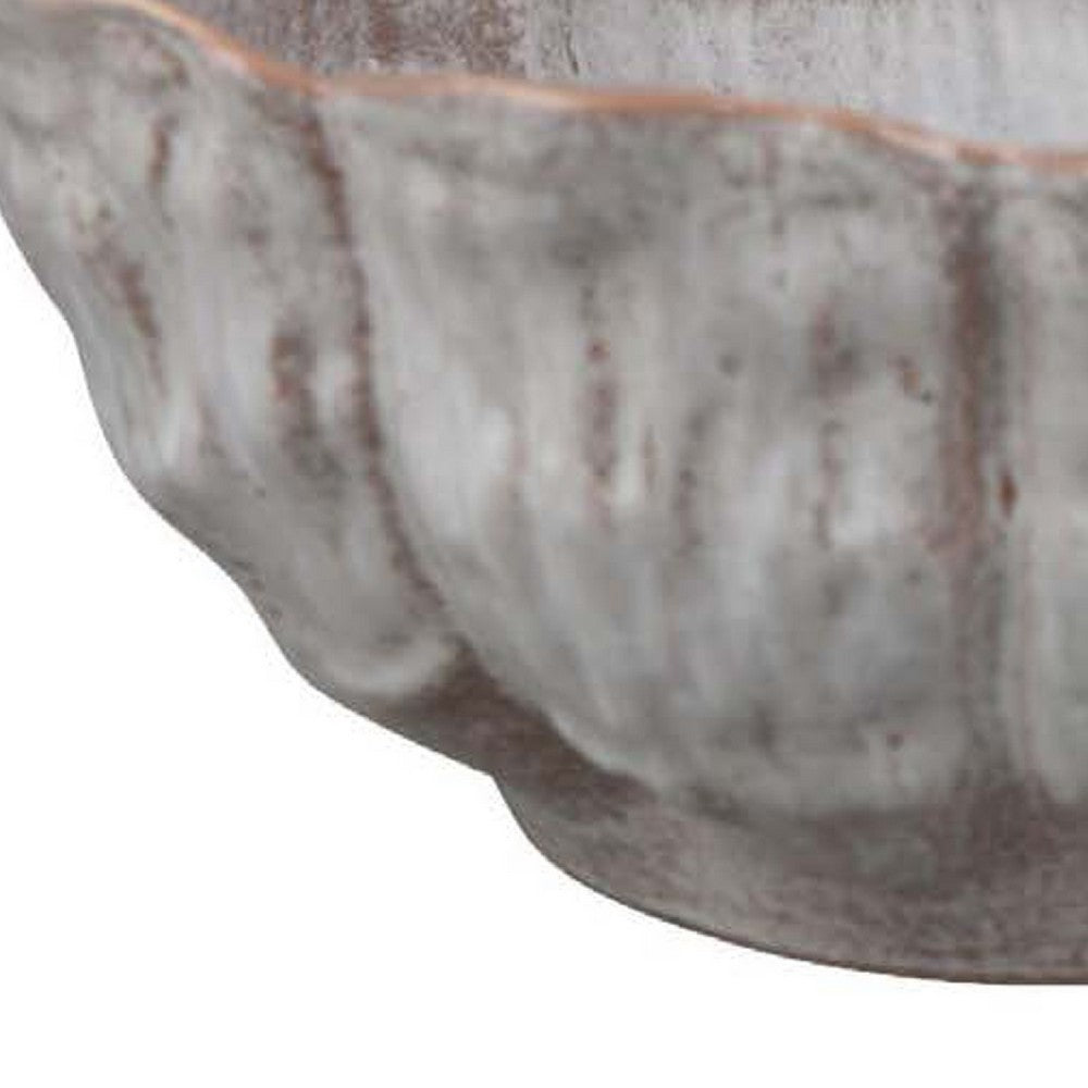 Bobo Decorative Bowl, Floral Design, 17 Inch White Ceramic -BM334871