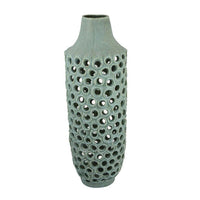 Kolo Decorative Vase, Perforated Design, 25 Inch Green Ceramic Body -BM334874