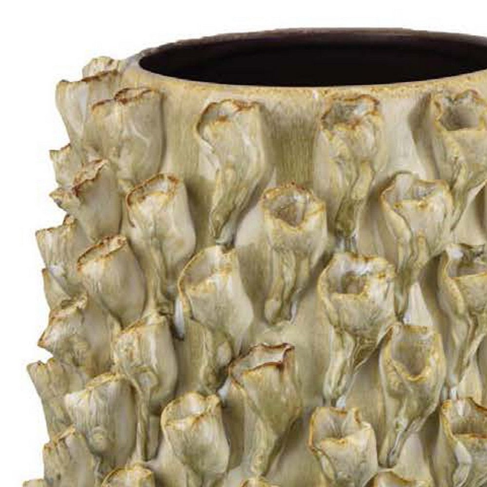 Kabo Decorative Vase, 3D Textured Body, 20 Inch Beige and Gray Ceramic -BM334876