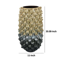 Kabo Decorative Vase, 3D Textured Body, 20 Inch Beige and Gray Ceramic -BM334876