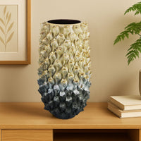 Kabo Decorative Vase, 3D Textured Body, 20 Inch Beige and Gray Ceramic -BM334876