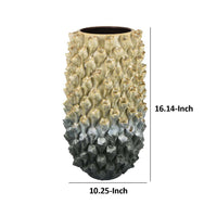 Kabo Decorative Vase, Textured Body, 16 Inch Beige and Gray Ceramic -BM334877