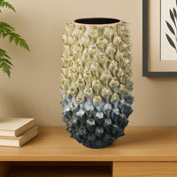 Kabo Decorative Vase, Textured Body, 16 Inch Beige and Gray Ceramic -BM334877