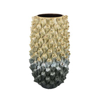Kabo Decorative Vase, Textured Body, 16 Inch Beige and Gray Ceramic -BM334877