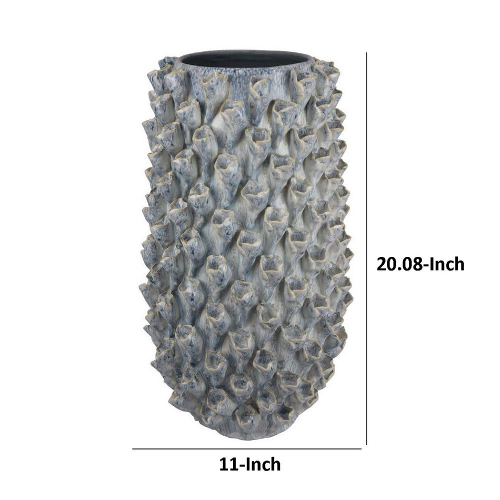 Kabo Decorative Vase, Textured Body, 20 Inch Classic Gray Ceramic -BM334878