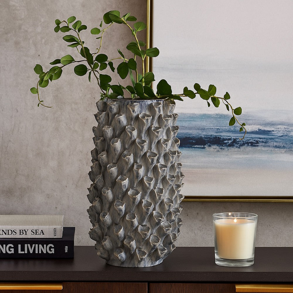 Kabo Decorative Vase, Textured Body, 20 Inch Classic Gray Ceramic -BM334878