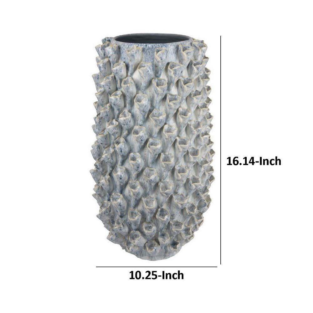 Kabo Decorative Vase, Textured Body, 16 Inch Classic Gray Ceramic -BM334879