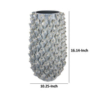 Kabo Decorative Vase, Textured Body, 16 Inch Classic Gray Ceramic -BM334879