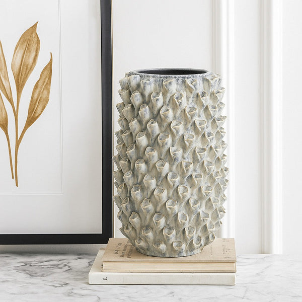 Kabo Decorative Vase, Textured Body, 16 Inch Classic Gray Ceramic -BM334879