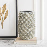 Kabo Decorative Vase, Textured Body, 16 Inch Classic Gray Ceramic -BM334879