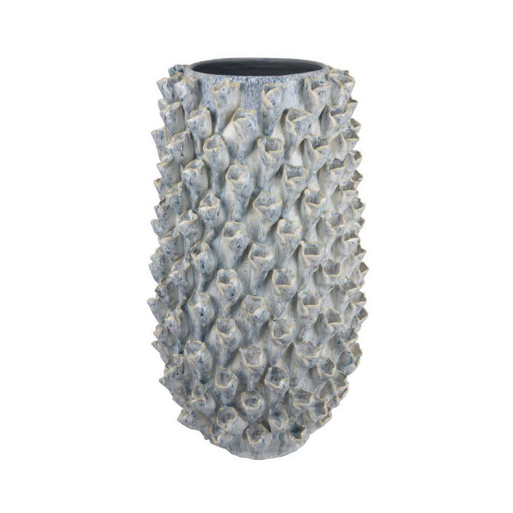 Kabo Decorative Vase, Textured Body, 16 Inch Classic Gray Ceramic -BM334879