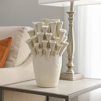 Cior Decorative Vase, Coral Shape Design, 18 Inch White Ceramic Body -BM334880