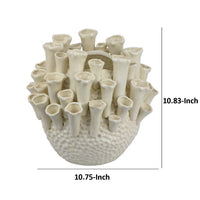 Cior Decorative Vase, Coral Shape Design, 11 Inch White Ceramic Body -BM334881