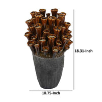 Cior Decorative Vase, Coral Shape, 18 Inch Gray and Brown Ceramic -BM334882