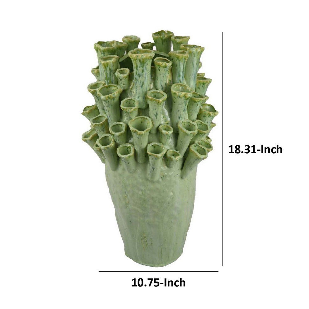 Cior Decorative Vase, Coral Shape Design, 18 Inch Green Ceramic Body -BM334884