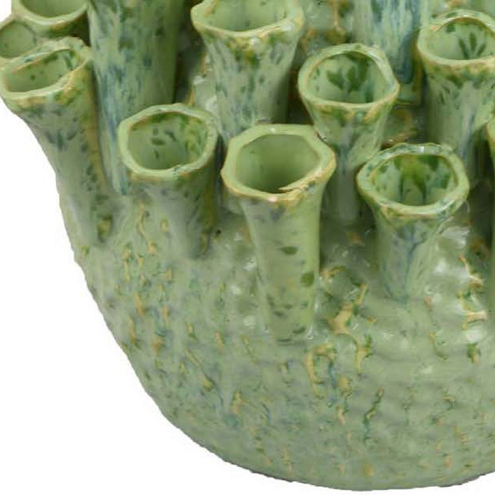 Cior Decorative Vase, Coral Shape Design, 11 Inch Green Ceramic Body -BM334885