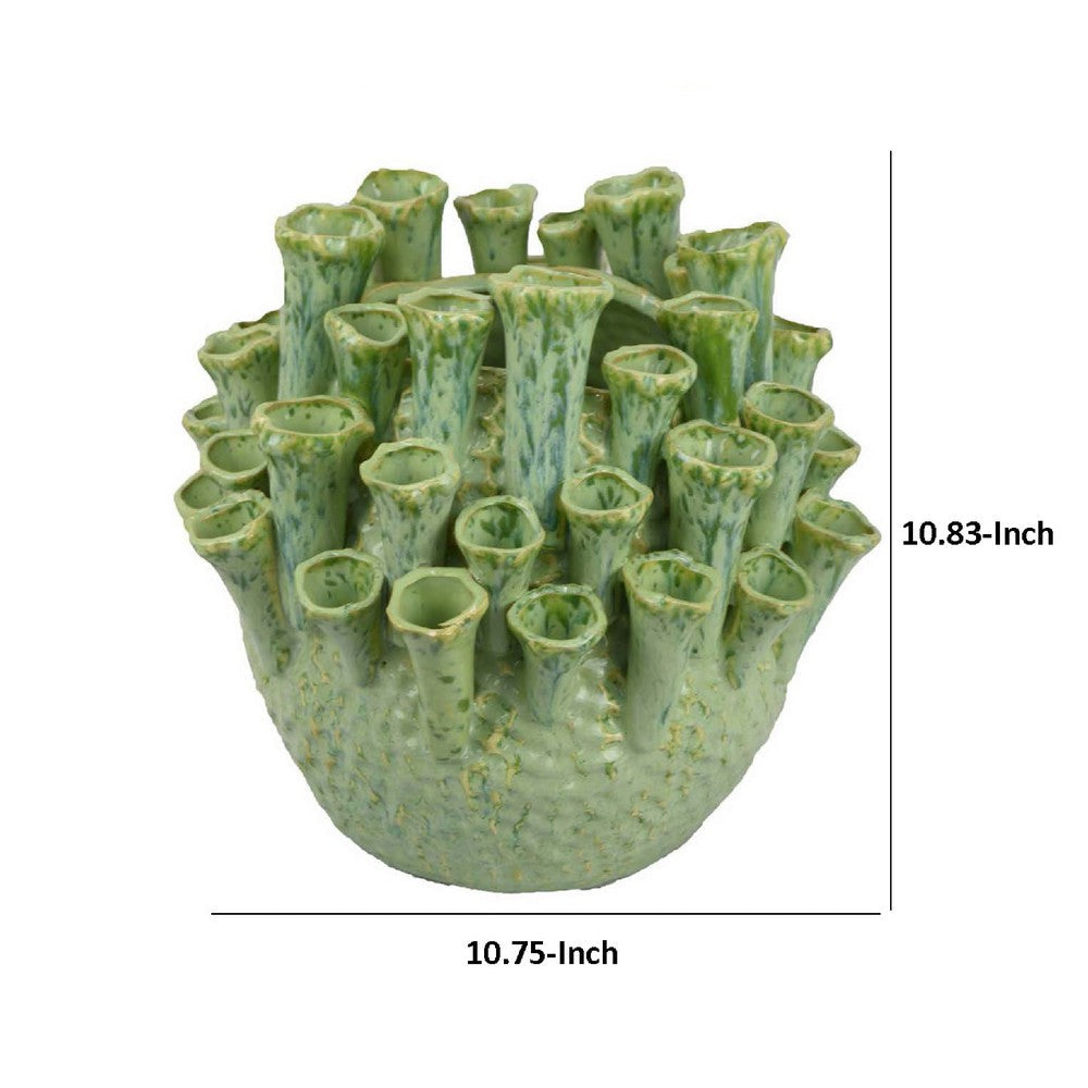 Cior Decorative Vase, Coral Shape Design, 11 Inch Green Ceramic Body -BM334885