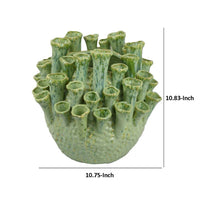 Cior Decorative Vase, Coral Shape Design, 11 Inch Green Ceramic Body -BM334885