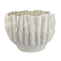 Esam Decorative Planter, Textured Ceramic Body, 19 Inch White -BM334886