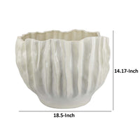 Esam Decorative Planter, Textured Ceramic Body, 19 Inch White -BM334886