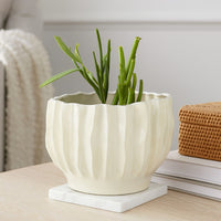 Esam Decorative Planter, Textured Ceramic Body, 19 Inch White -BM334886