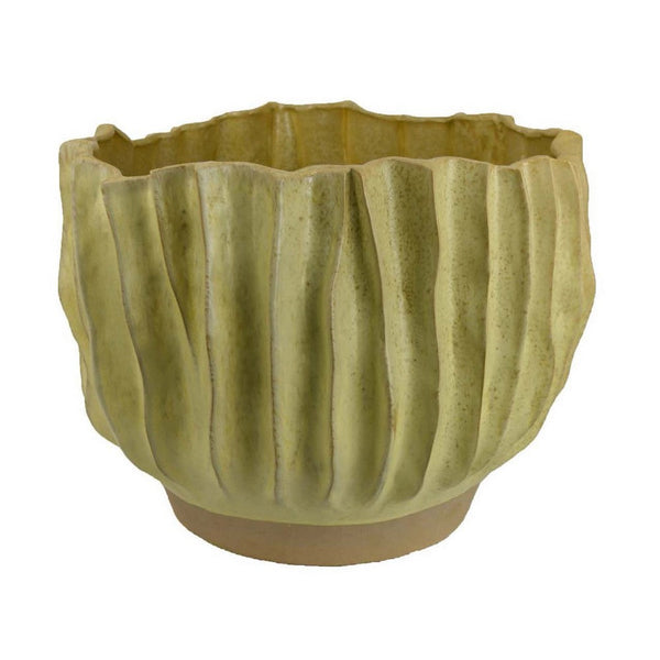 Esam Decorative Planter, Textured Ceramic, 19 Inch Yellowish Green -BM334887