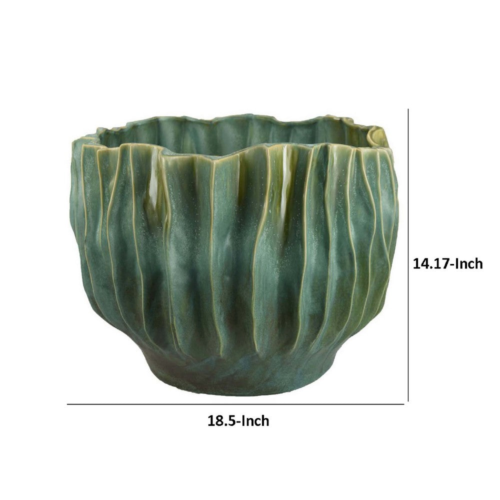 Esam Decorative Planter, Textured Ceramic Body, 19 Inch Dark Blue -BM334888