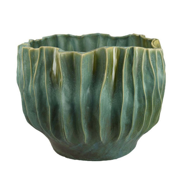 Esam Decorative Planter, Textured Ceramic Body, 19 Inch Dark Blue -BM334888