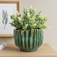 Esam Decorative Planter, Textured Ceramic Body, 19 Inch Dark Blue -BM334888