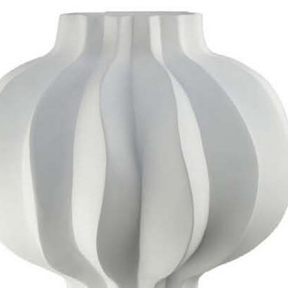 Samo Decorative Vase, Textured Body Bulb Accent, 29 Inch White Resin -BM334890