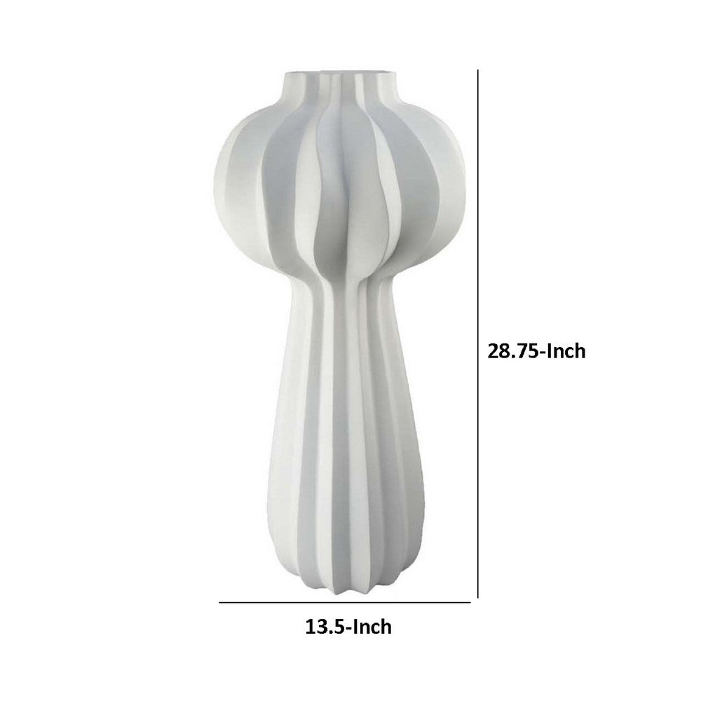 Samo Decorative Vase, Textured Body Bulb Accent, 29 Inch White Resin -BM334890