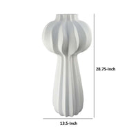 Samo Decorative Vase, Textured Body Bulb Accent, 29 Inch White Resin -BM334890