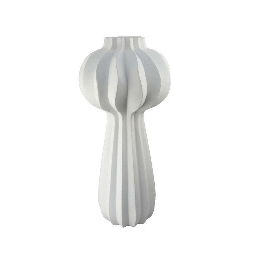 Samo Decorative Vase, Textured Body Bulb Accent, 29 Inch White Resin -BM334890