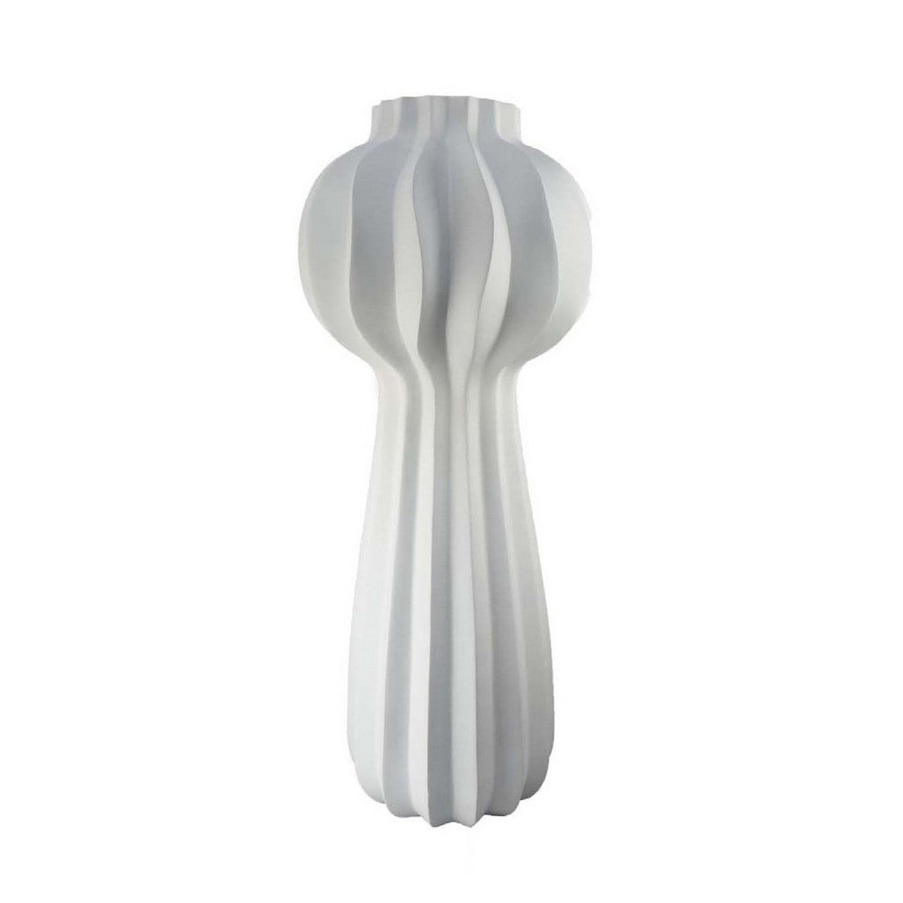 Samo Decorative Vase, Textured Body Bulb Accent, 33 Inch White Resin -BM334891