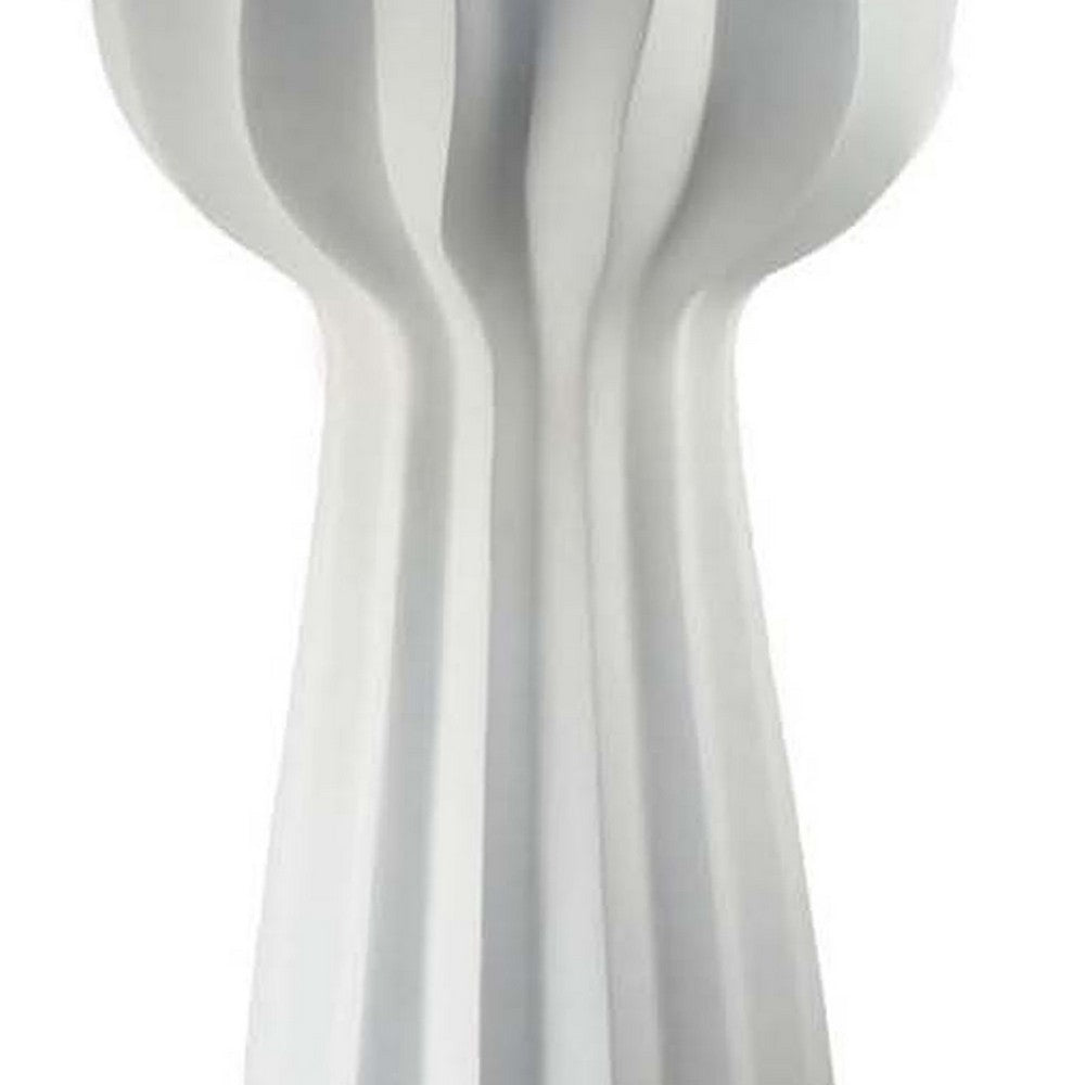 Samo Decorative Vase, Textured Body Bulb Accent, 33 Inch White Resin -BM334891