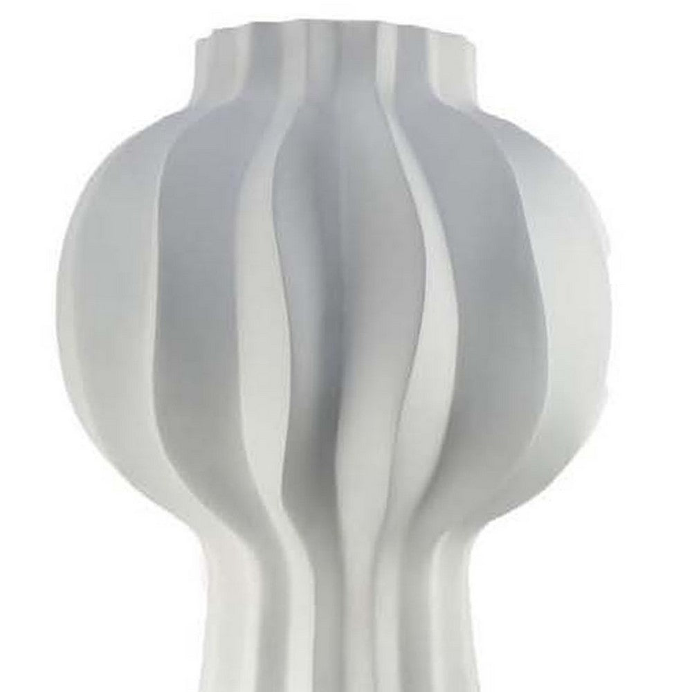Samo Decorative Vase, Textured Body Bulb Accent, 33 Inch White Resin -BM334891